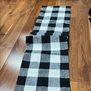 Black and white plaid table runner